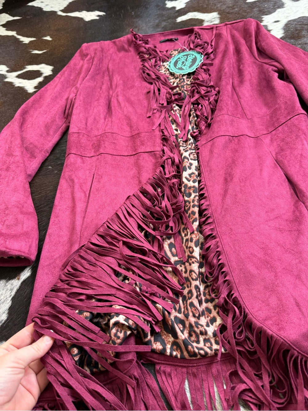 Fringed Teddy Jacket in Magenta - Picture 3 of 5